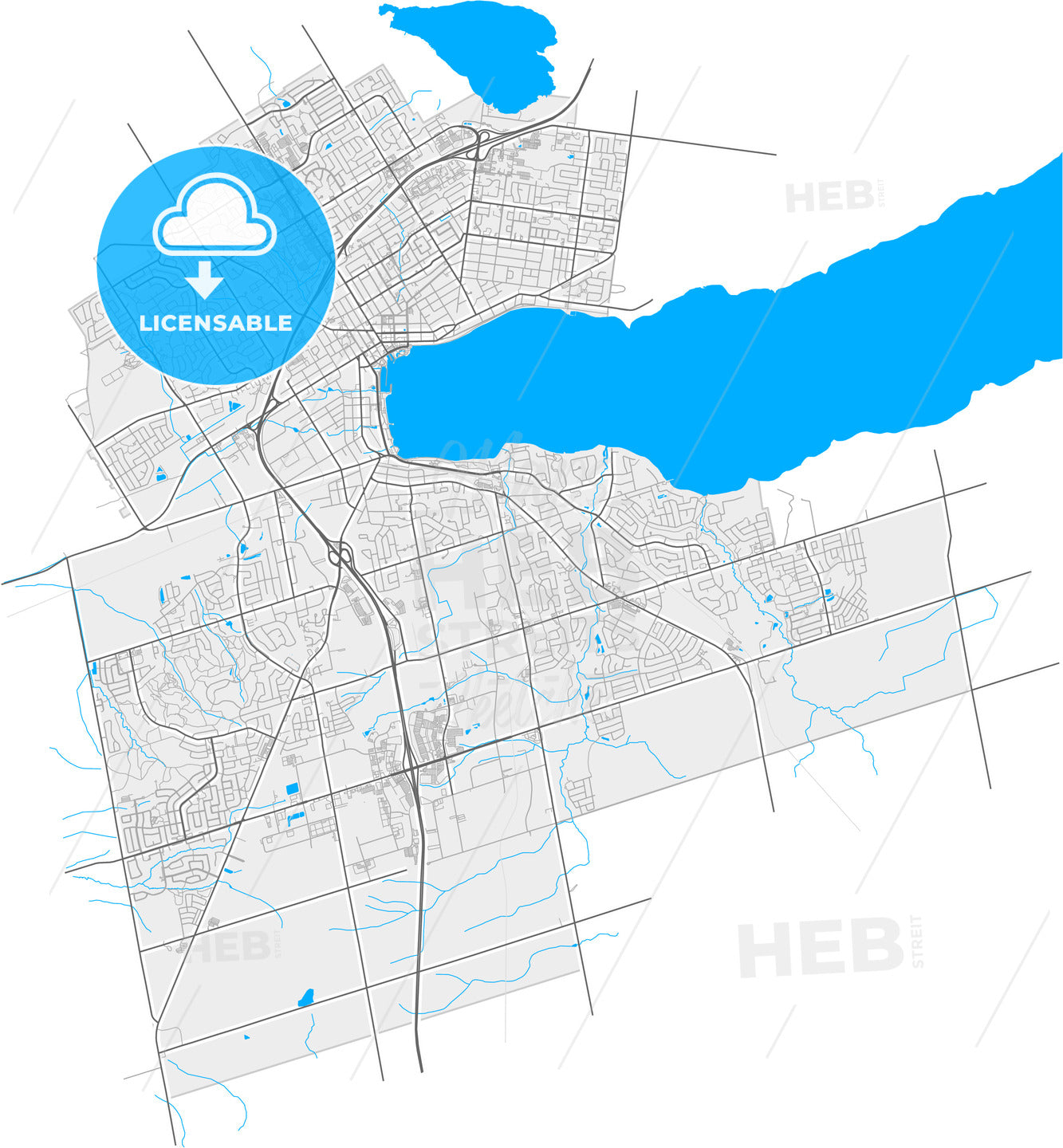 Barrie, Ontario, Canada, high quality vector map