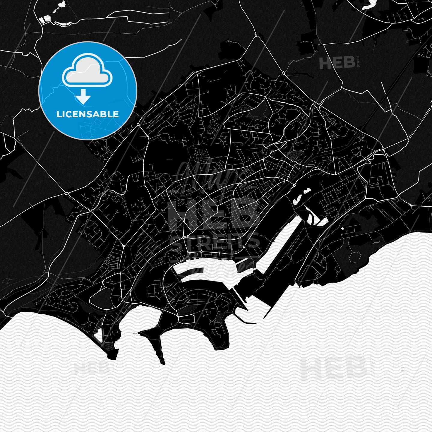Barry, Wales Pdf Vector Map Black And White – HEBSTREITS