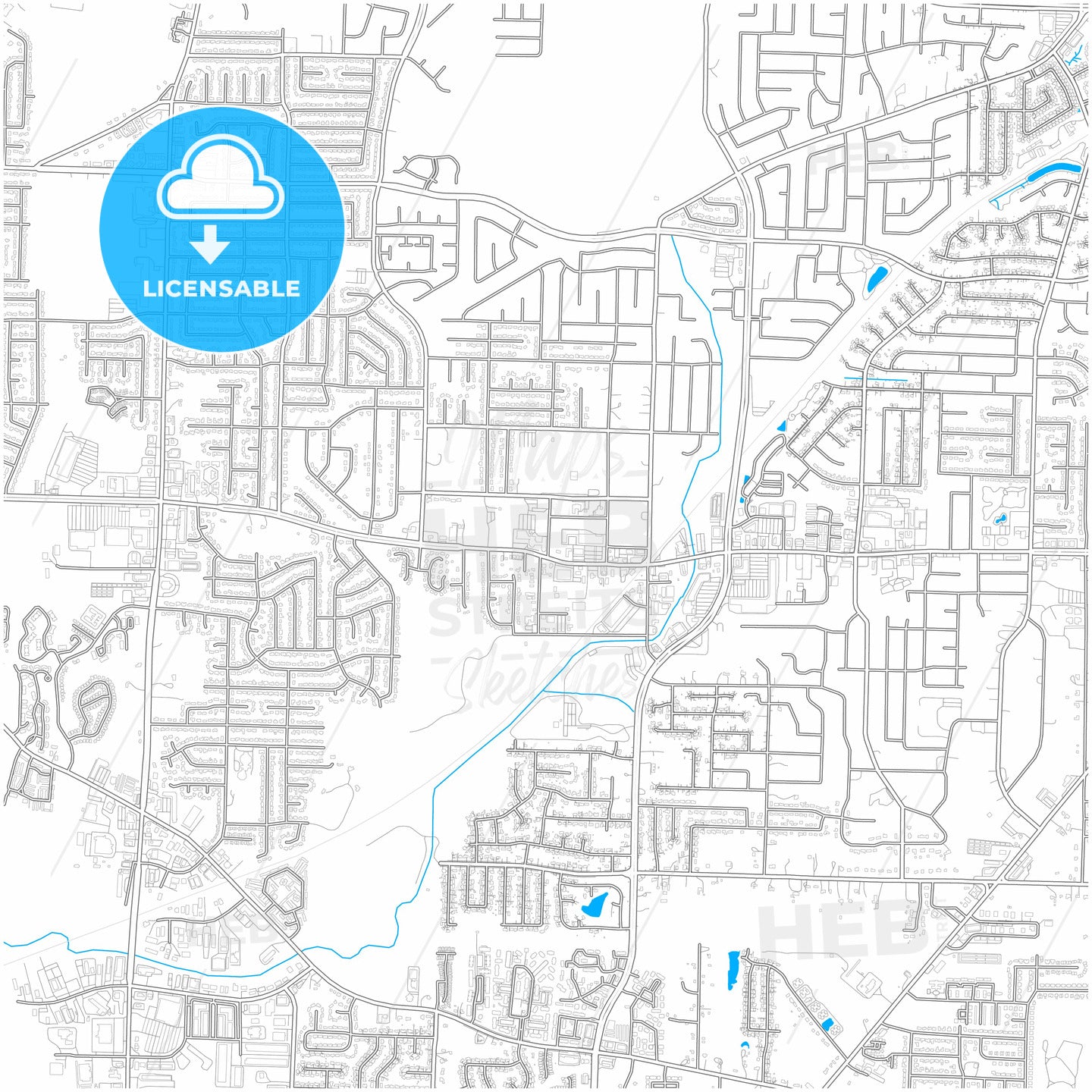 Bartlett, Tennessee, United States, city map with high quality roads.