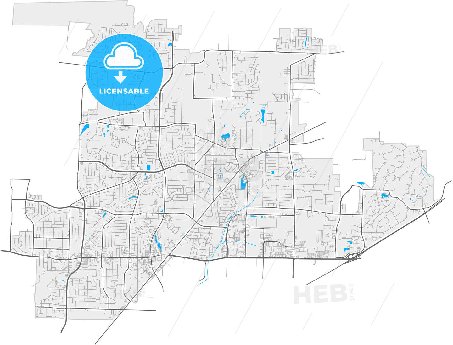 Bartlett, Tennessee, United States, high quality vector map