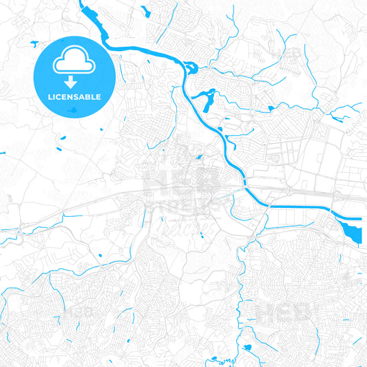 Barueri, Brazil PDF vector map with water in focus