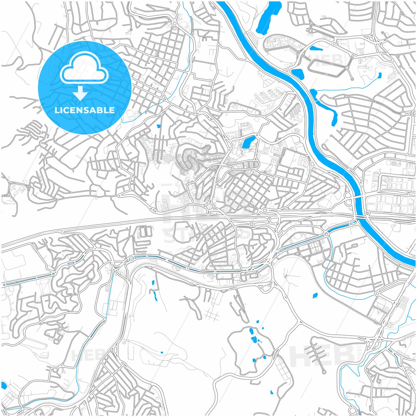 Barueri, Brazil, city map with high quality roads.