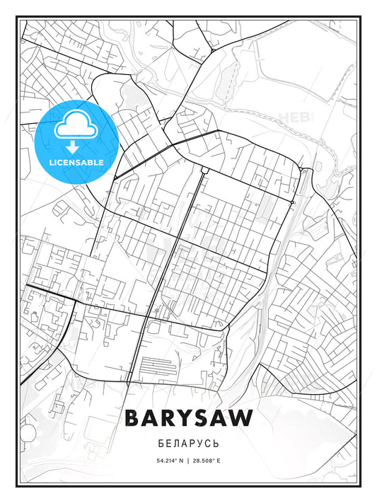 Barysaw, Belarus, Modern Print Template in Various Formats - HEBSTREITS Sketches