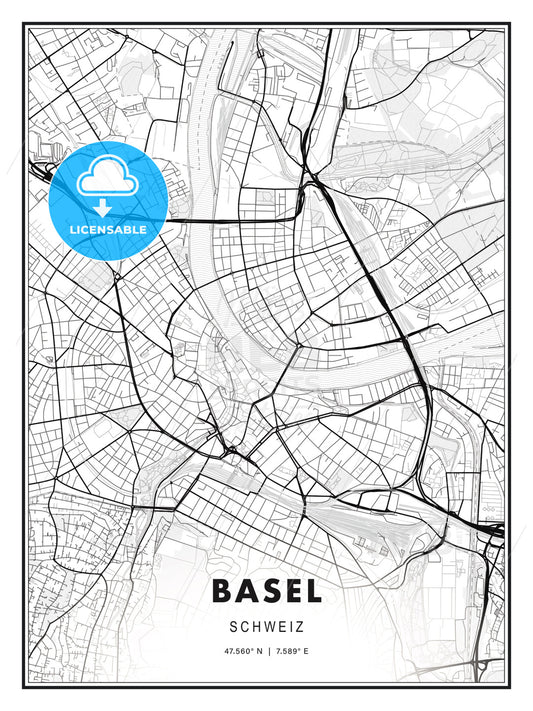 Basel, Switzerland, Modern Print Template in Various Formats - HEBSTREITS Sketches