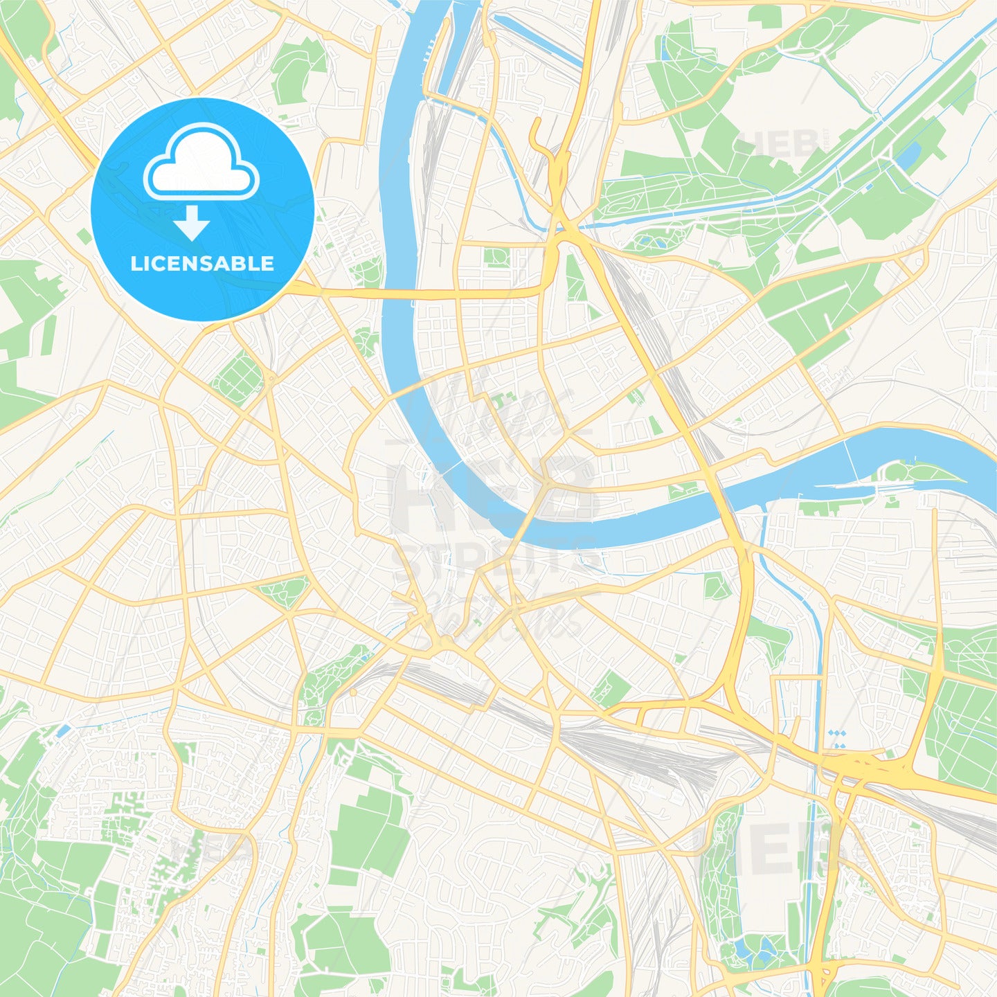 Basel, Switzerland Vector Map - Classic Colors