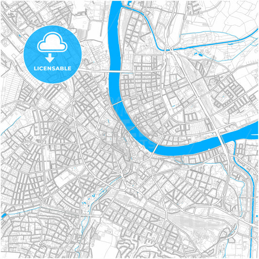 Basel, Switzerland, city map with high quality roads.