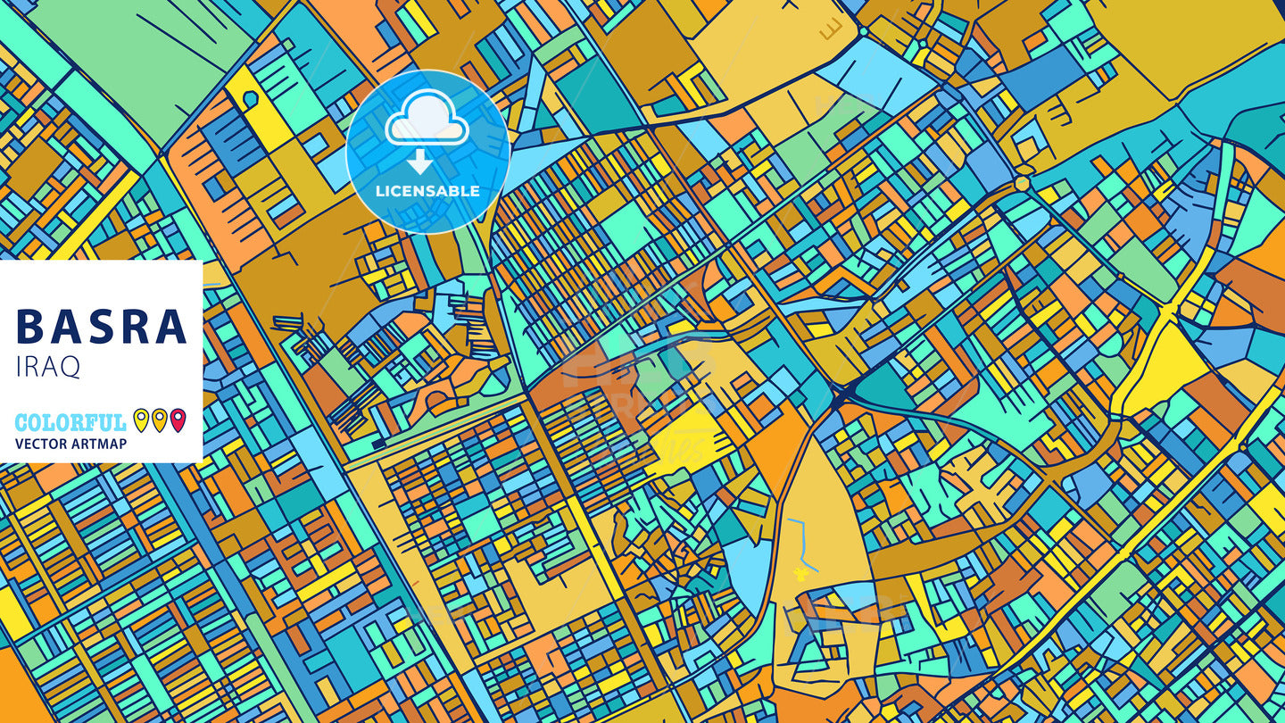 Basra, Iraq, Colorful Vector Artmap