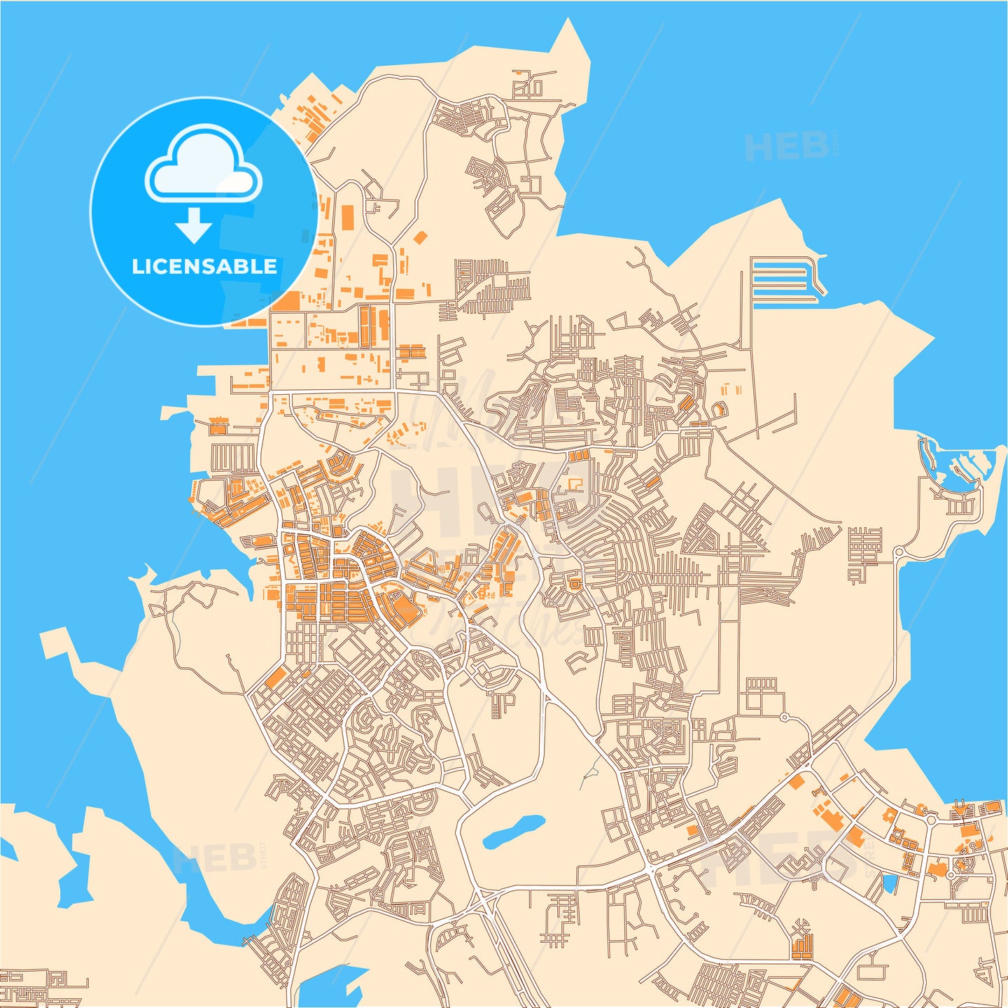 Batam downtown vector map