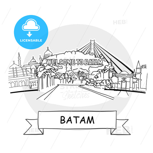 Batam hand-drawn urban vector sign – instant download