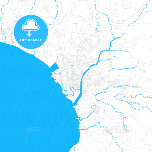 Batangas City, Philippines PDF vector map with water in focus