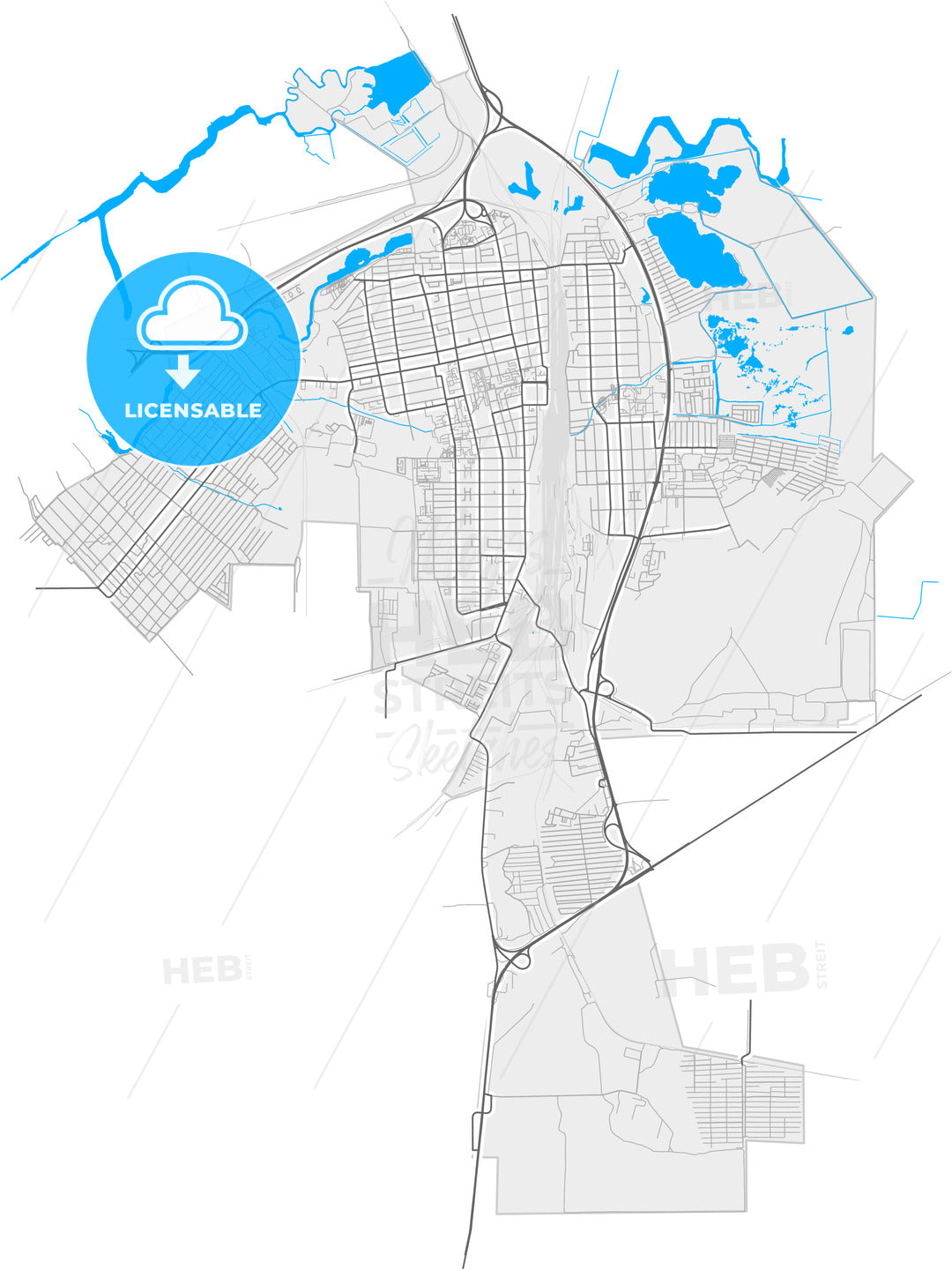 Bataysk, Rostov Oblast, Russia, high quality vector map