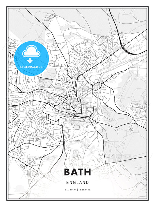 Bath, England, Modern Print Template in Various Formats - HEBSTREITS Sketches