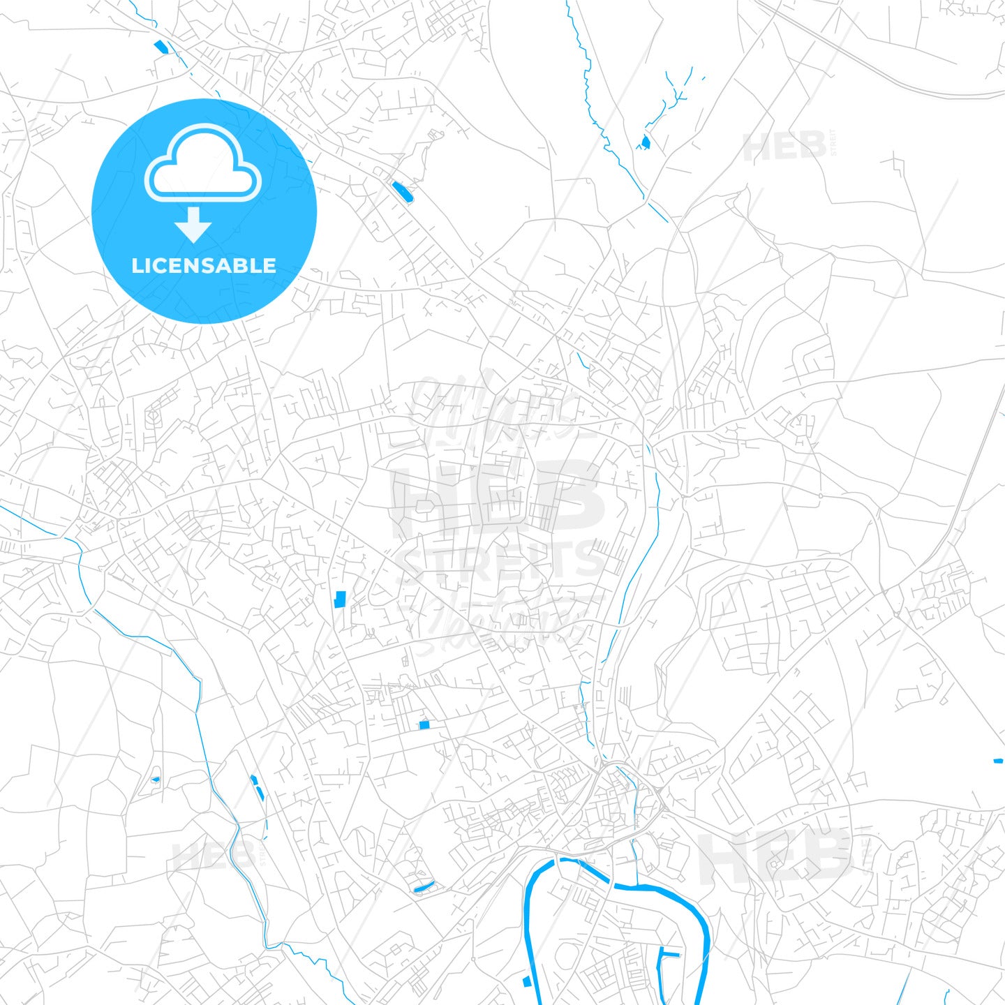 Batley, England bright two-toned vector map