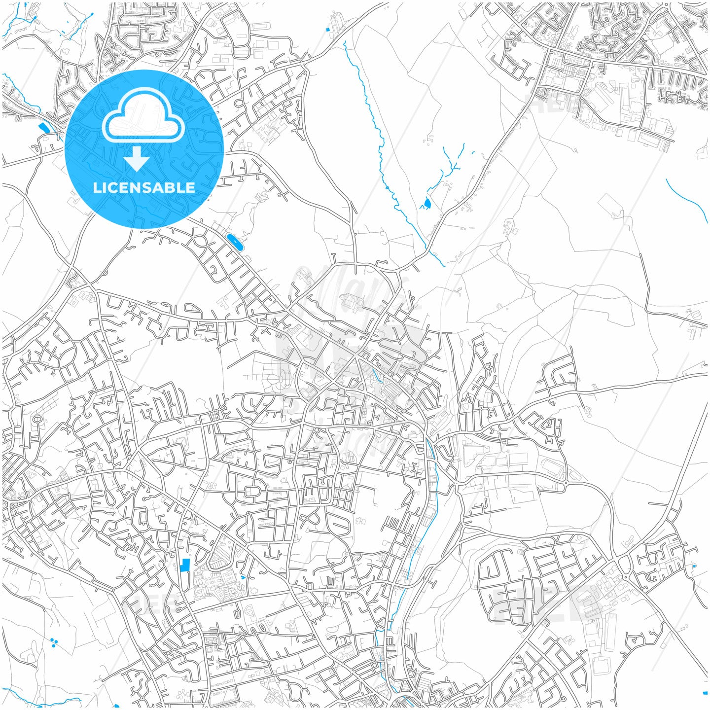 Batley, Yorkshire and the Humber, England, city map with high quality roads.