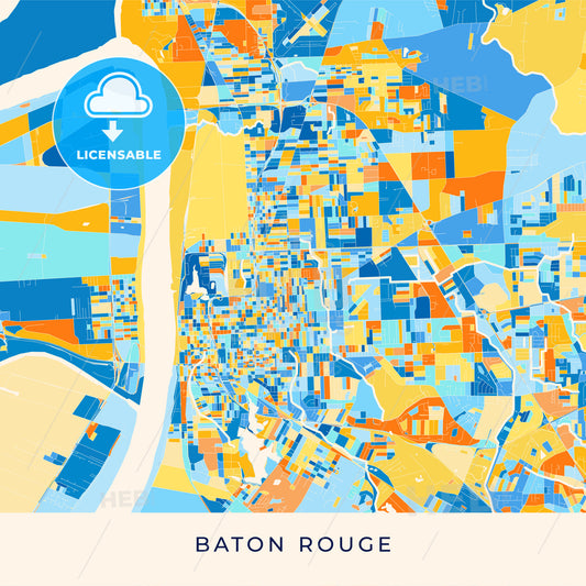 Baton Rouge colorful map poster template