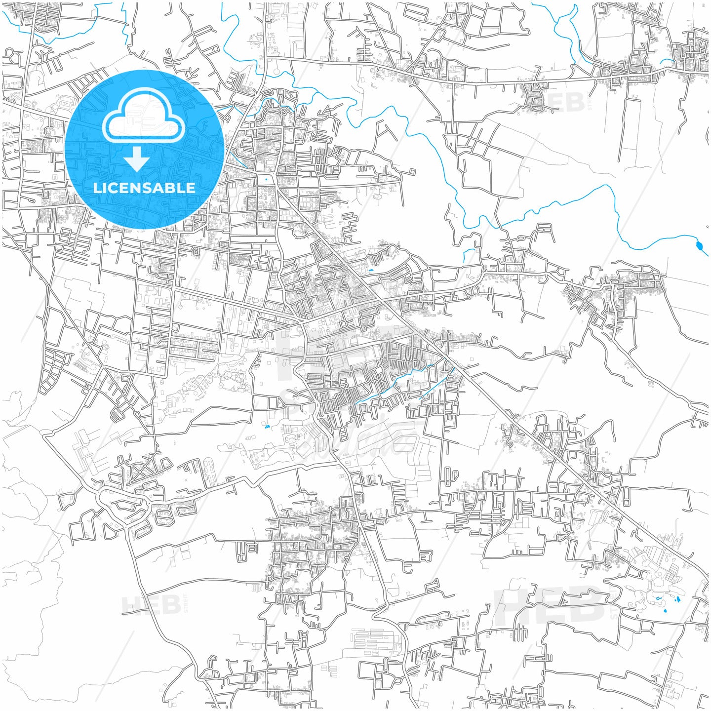 Batu, East Java, Indonesia, city map with high quality roads.