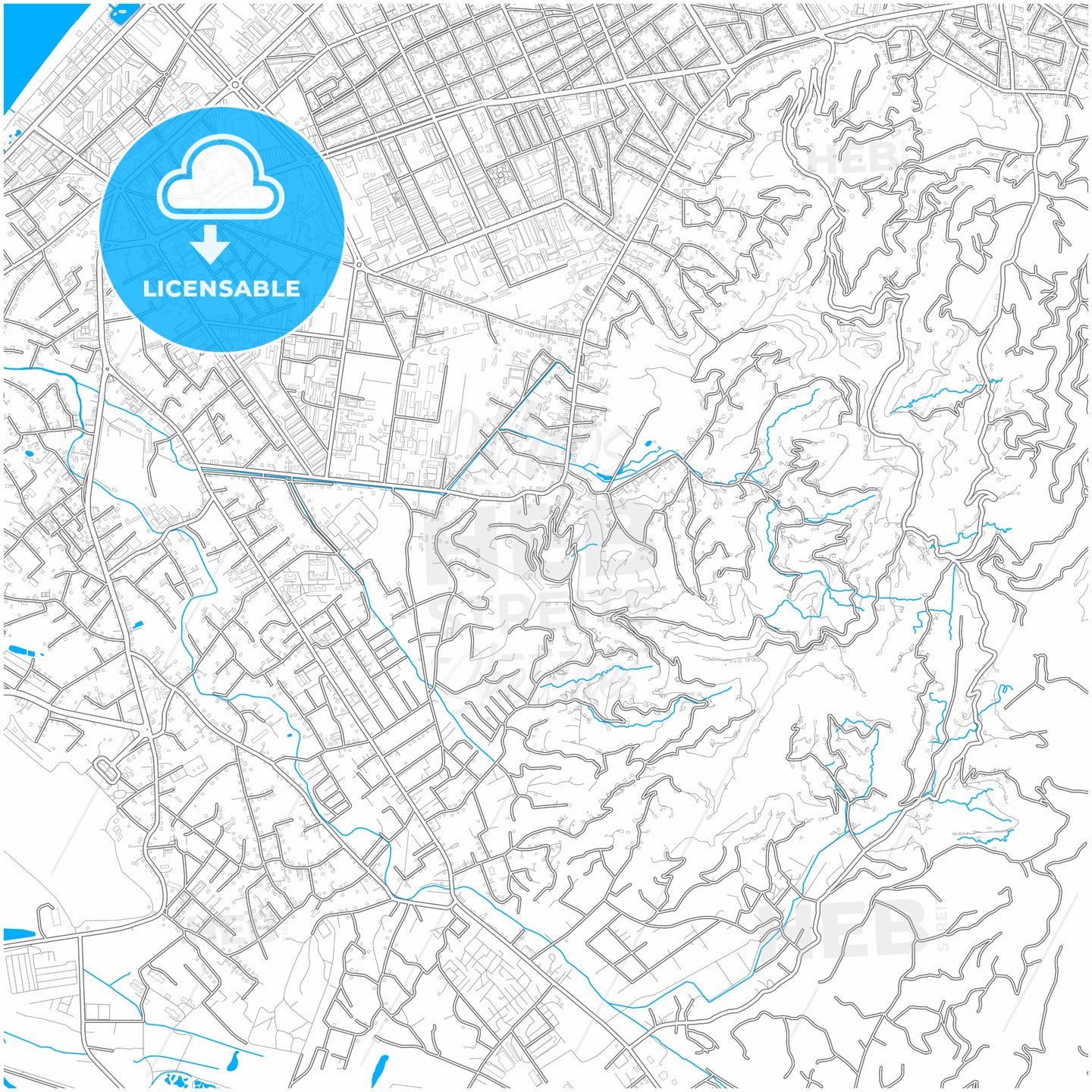 Batumi, Adjara, Georgia, city map with high quality roads.