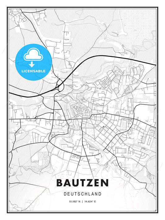 Bautzen, Germany, Modern Print Template in Various Formats - HEBSTREITS Sketches
