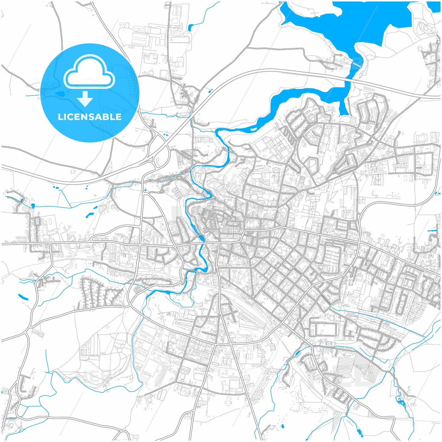 Bautzen, Saxony, Germany, city map with high quality roads.