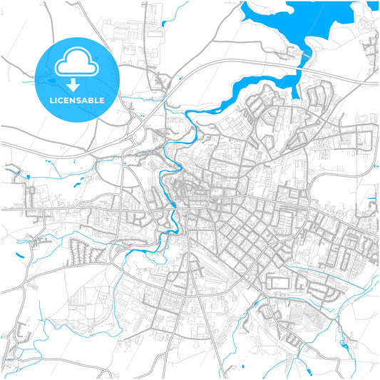 Bautzen, Saxony, Germany, city map with high quality roads.