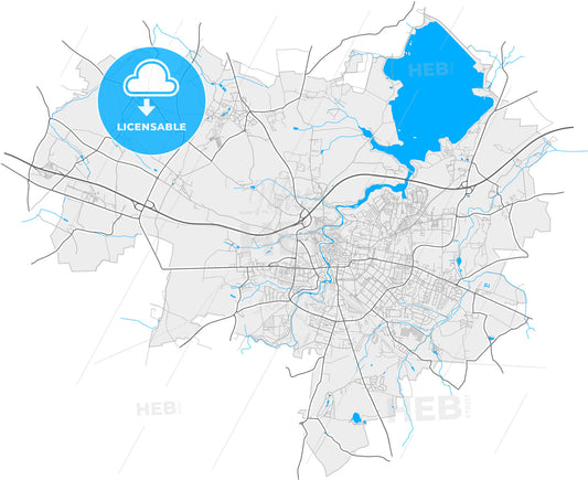 Bautzen, Saxony, Germany, high quality vector map