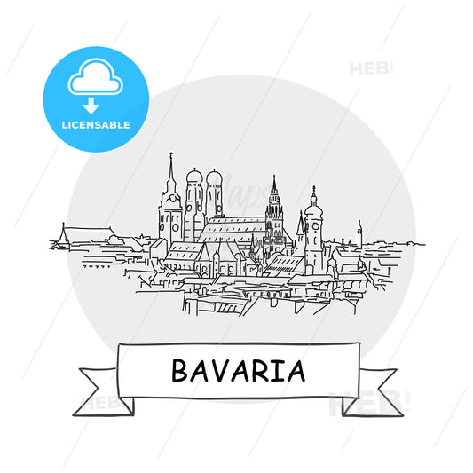 Bavaria hand-drawn urban vector sign – instant download