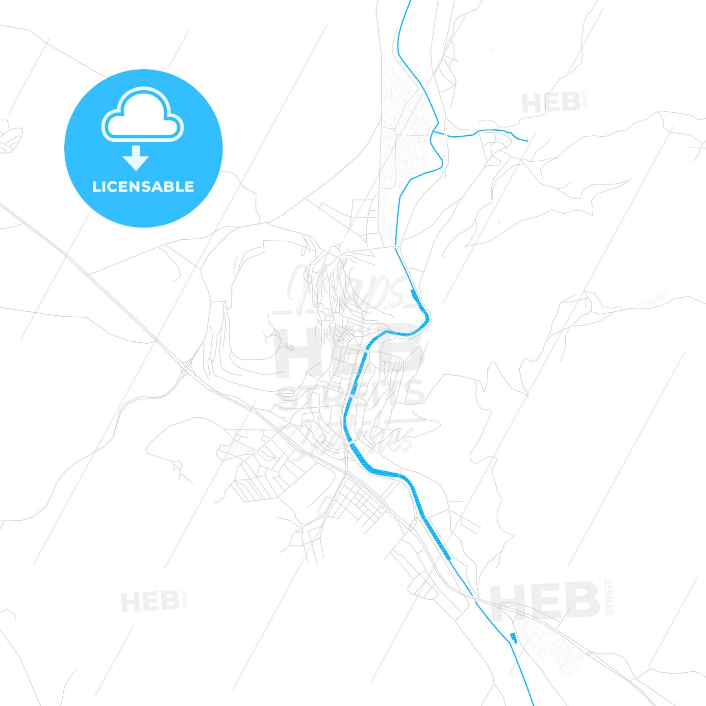 Bayburt, Turkey PDF vector map with water in focus
