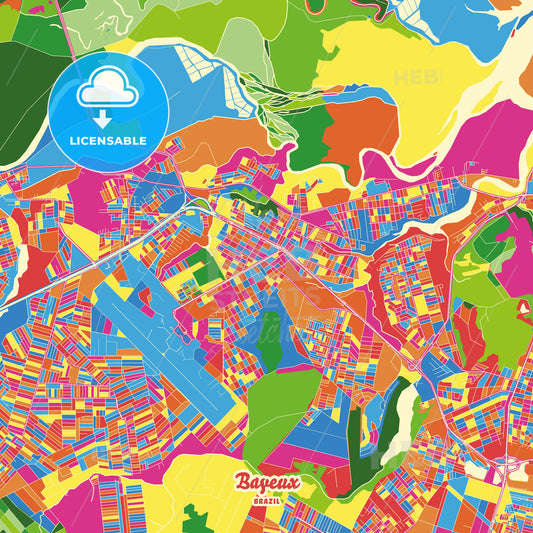 Bayeux, Brazil Crazy Colorful Street Map Poster Template - HEBSTREITS Sketches