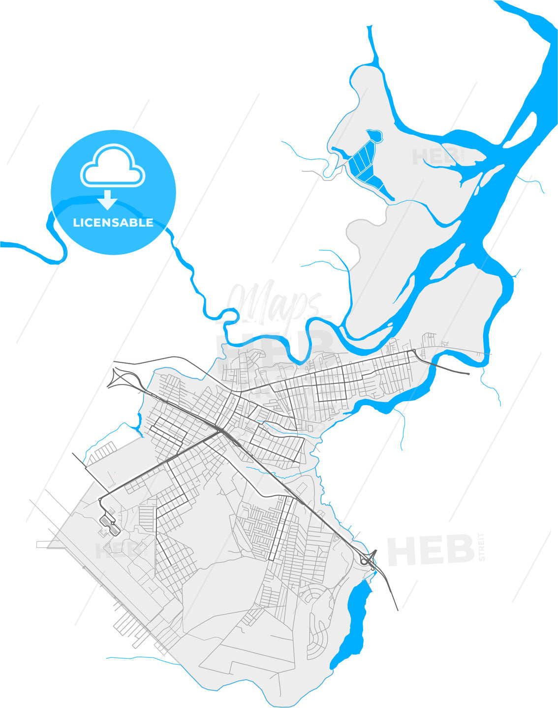 Bayeux, Brazil, high quality vector map