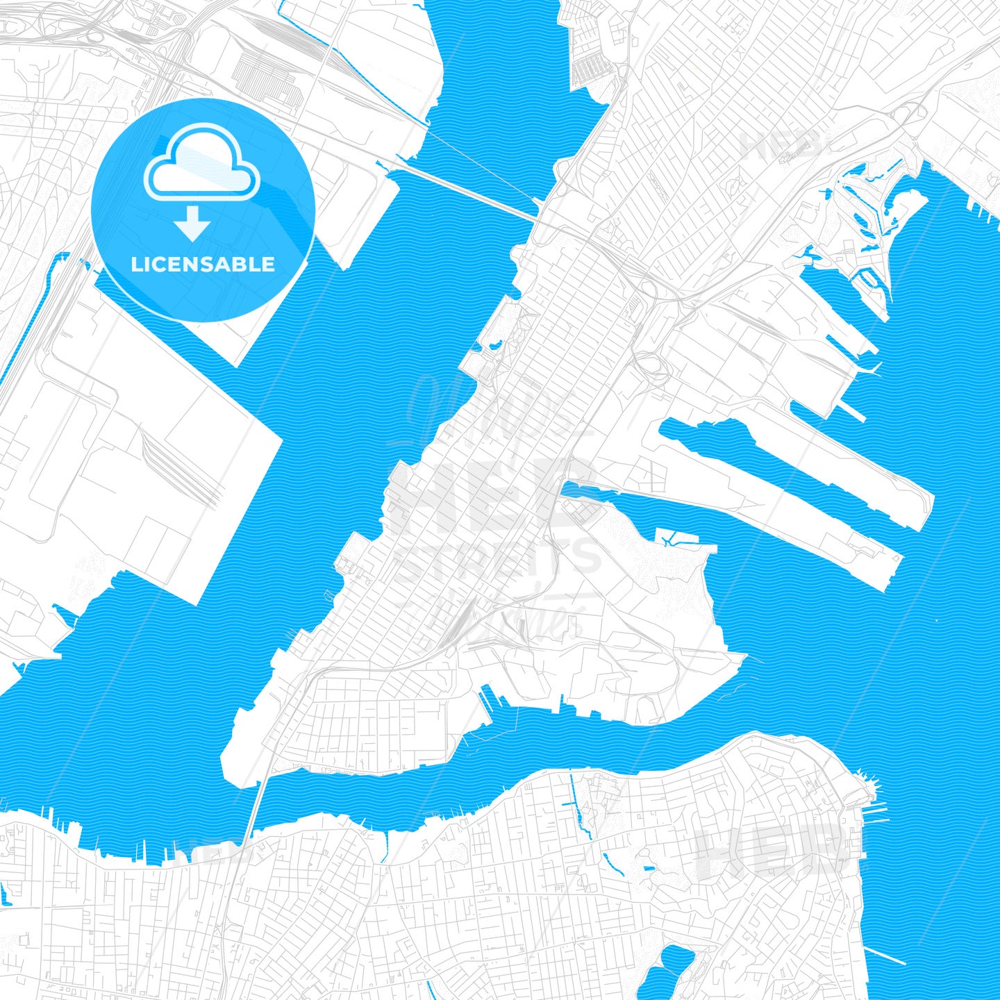 Bayonne, New Jersey, United States, PDF vector map with water in focus