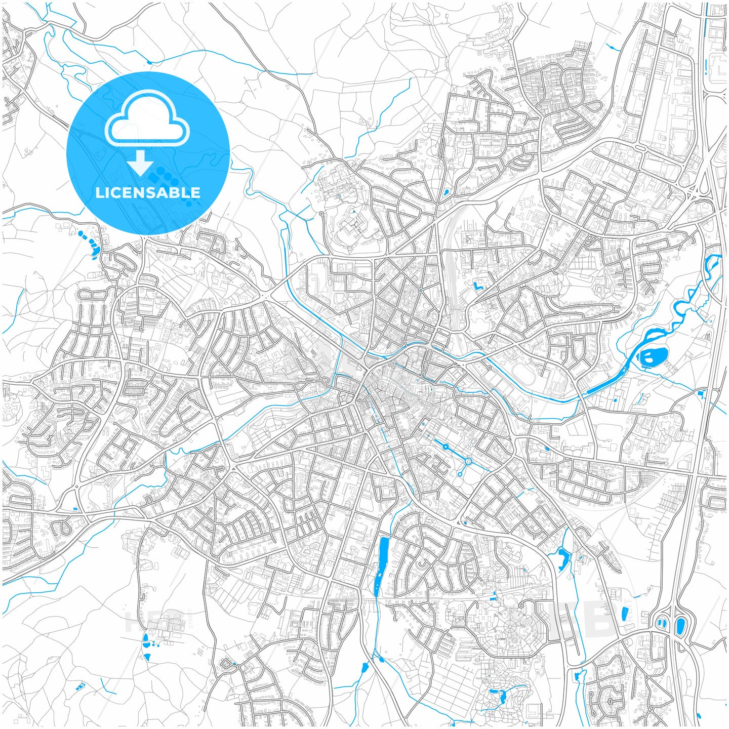 Bayreuth, Bavaria, Germany, city map with high quality roads.