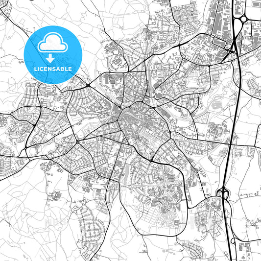 Bayreuth, Germany, vector map with buildings