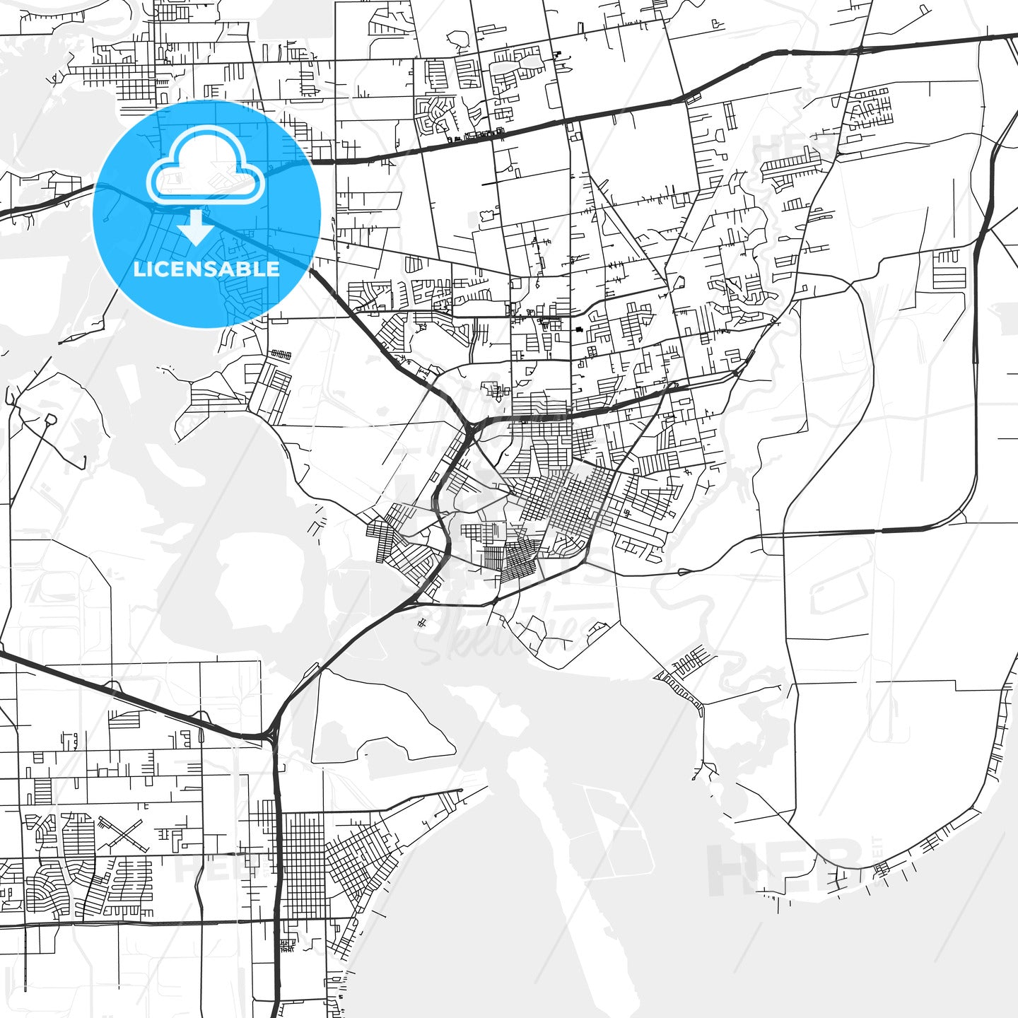 Baytown, Texas - Area Map - Light - HEBSTREITS