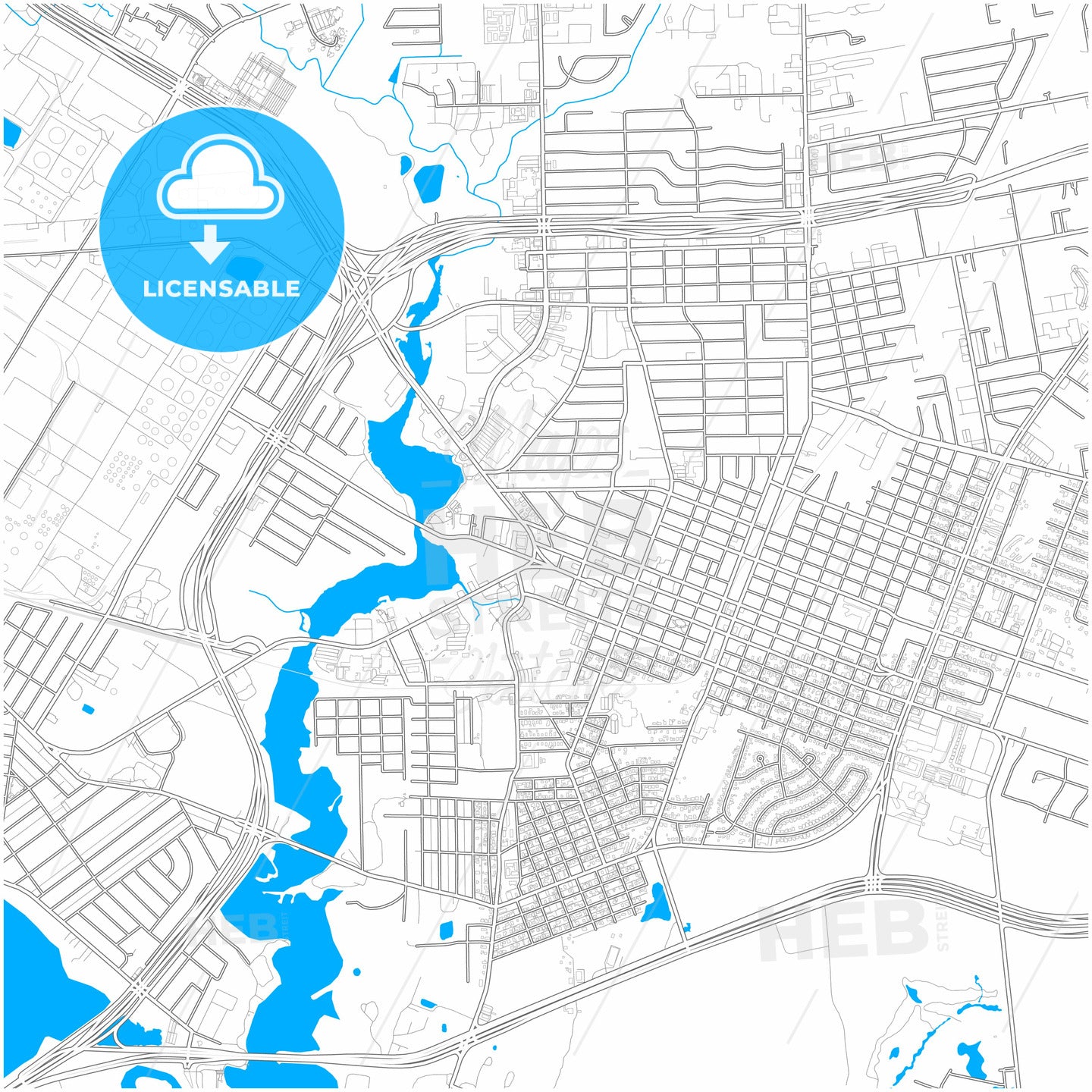 Baytown, Texas, United States, city map with high quality roads.