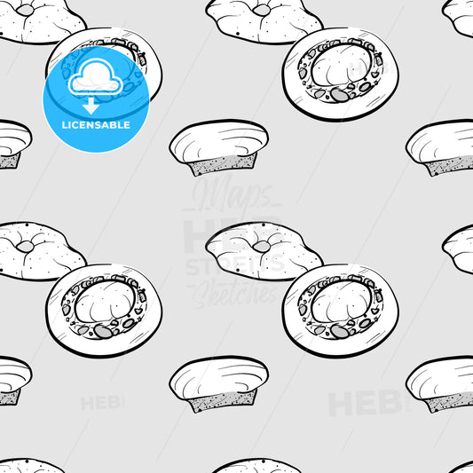 Bazin seamless pattern greyscale drawing – instant download