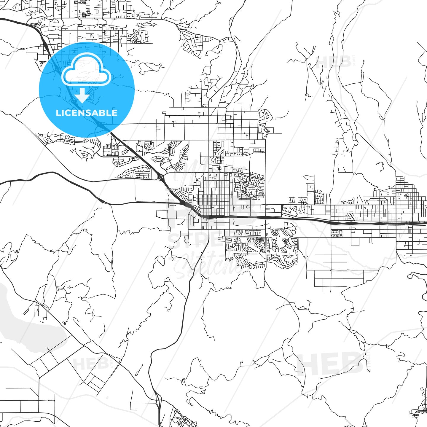 Beaumont, California - Area Map - Light