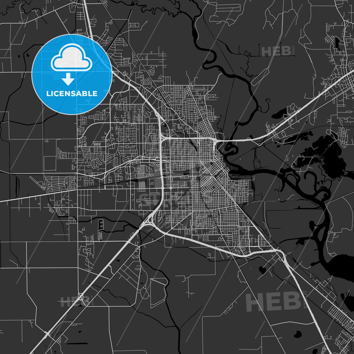 Beaumont, Texas - Area Map - Dark