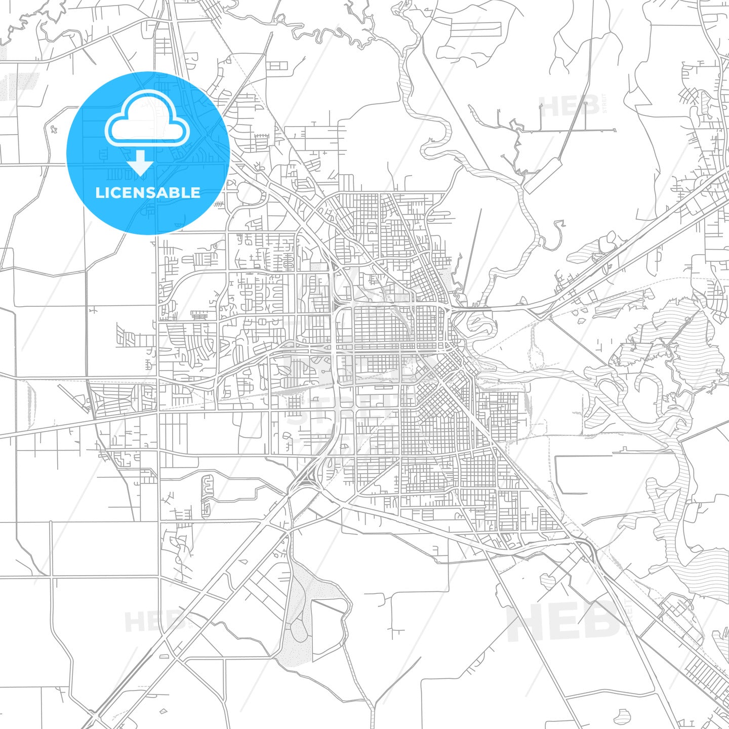 Beaumont, Texas, USA, bright outlined vector map