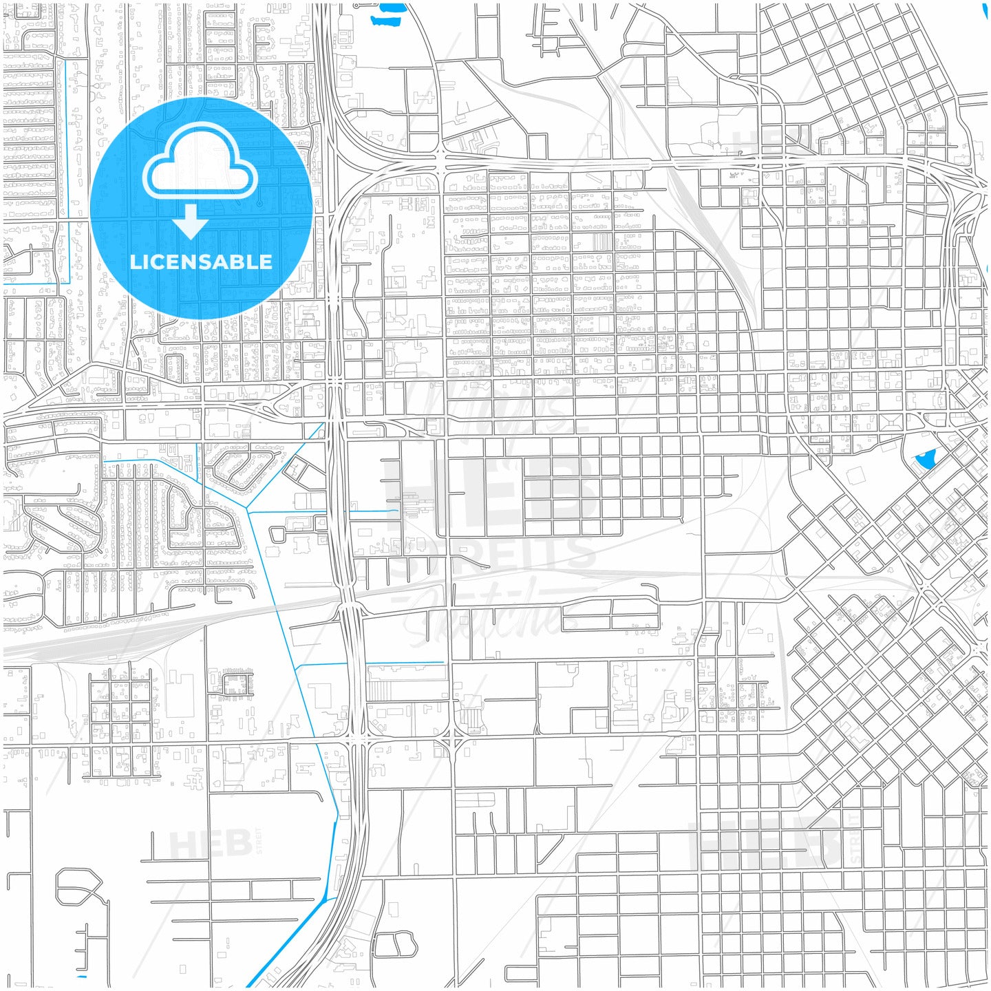 Beaumont, Texas, United States, city map with high quality roads.