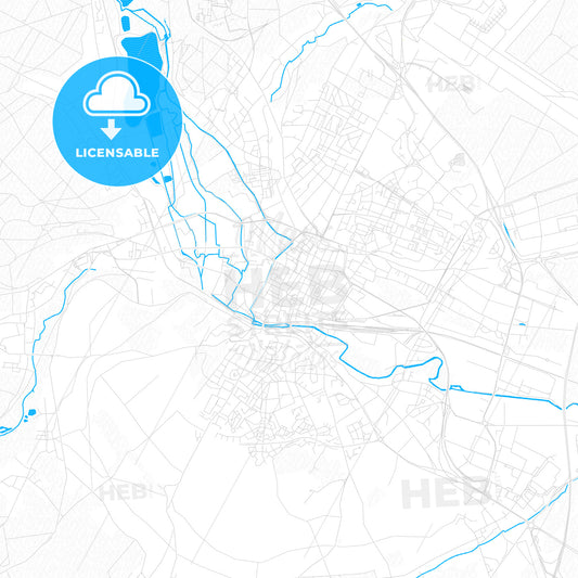 Beauvais, France PDF vector map with water in focus