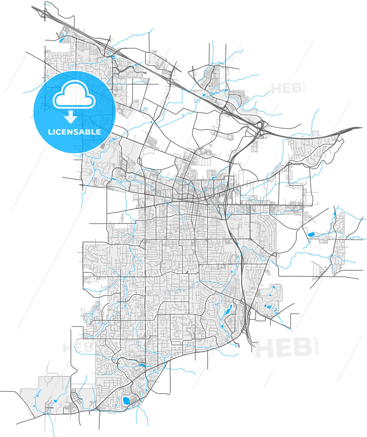 Beaverton, Oregon, United States, high quality vector map