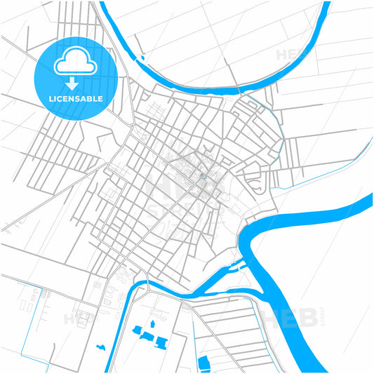 Bečej, South Bačka, Serbia, city map with high quality roads.