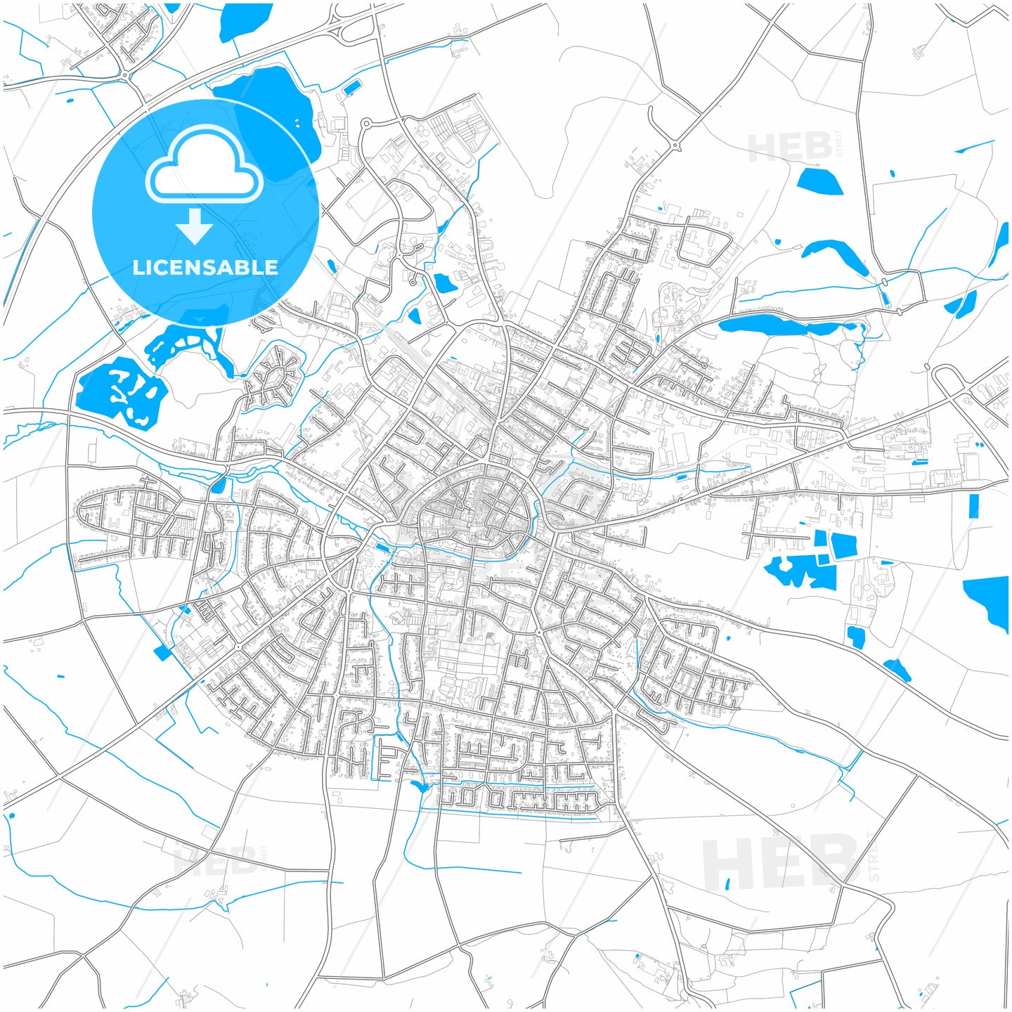 Beckum, North Rhine-Westphalia, Germany, city map with high quality roads.