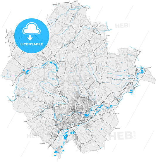 Bedford, East of England, England, high quality vector map