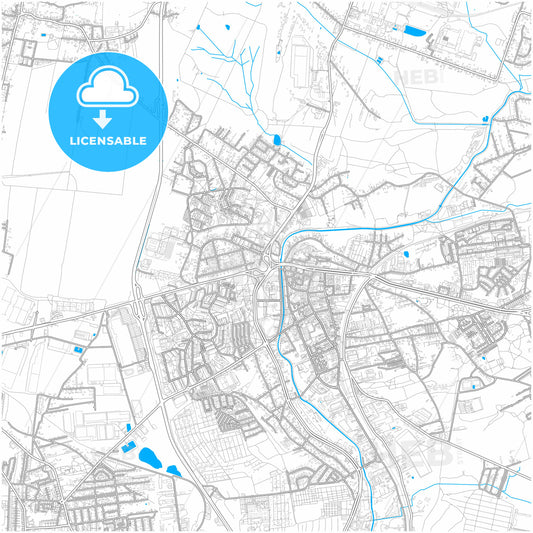 Będzin, Silesian, Poland, city map with high quality roads.