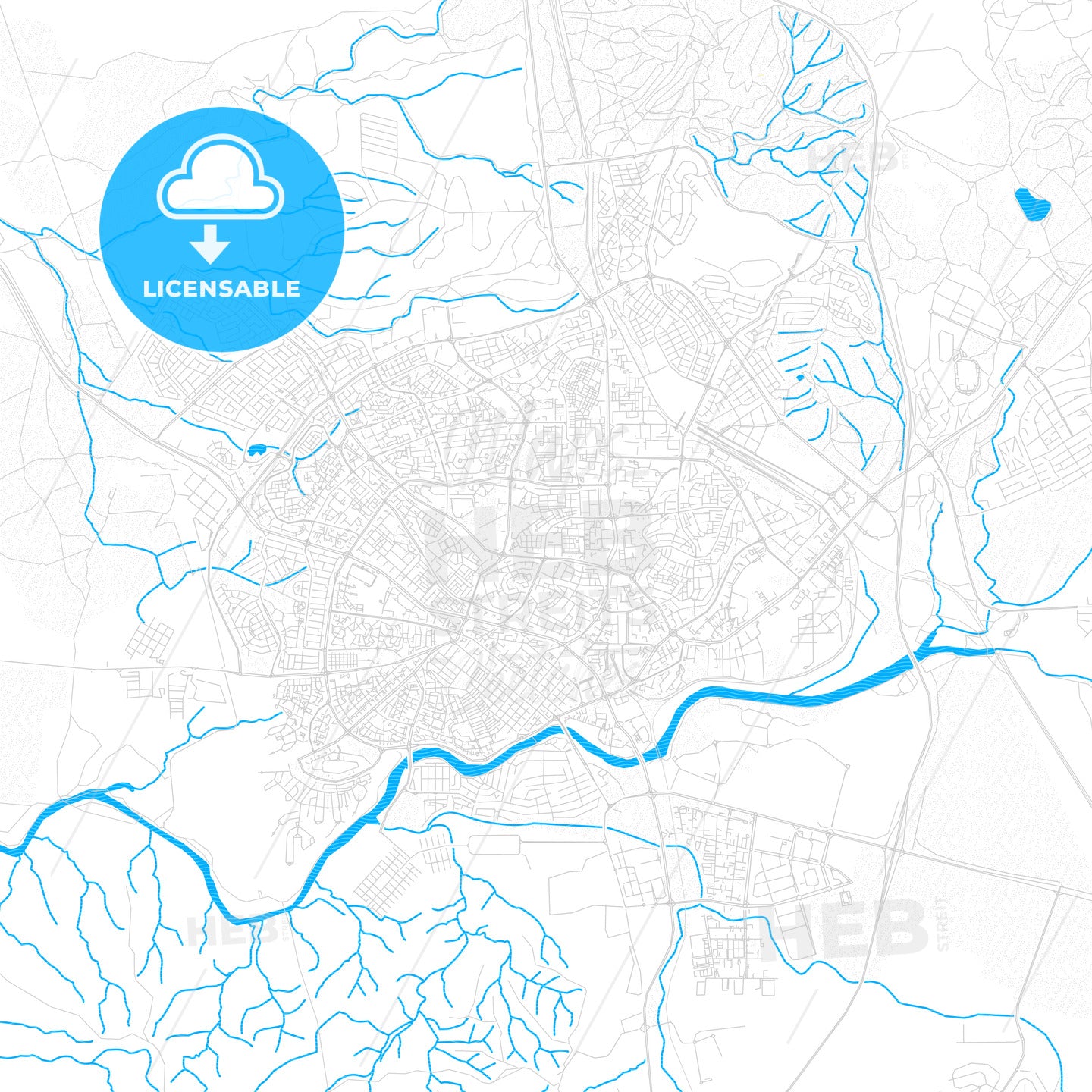 Beersheba, Israel PDF vector map with water in focus