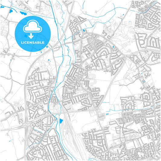 Beeston and Stapleford, East Midlands, England, city map with high quality roads.