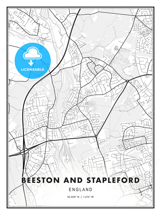 Beeston and Stapleford, England, Modern Print Template in Various Formats - HEBSTREITS Sketches