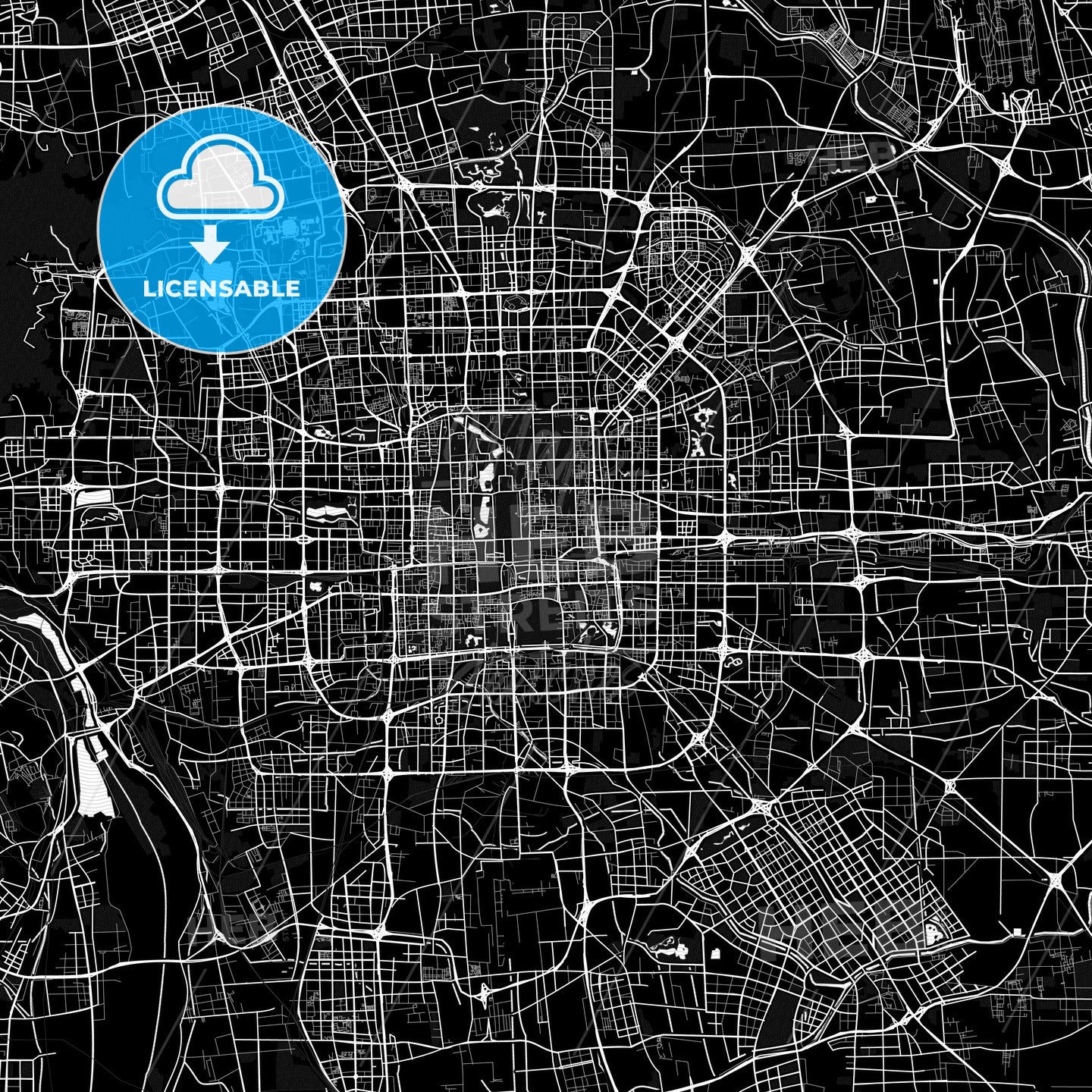Beijing Map.pdf Beijing, China Pdf Vector Map Black And White – HEBSTREITS