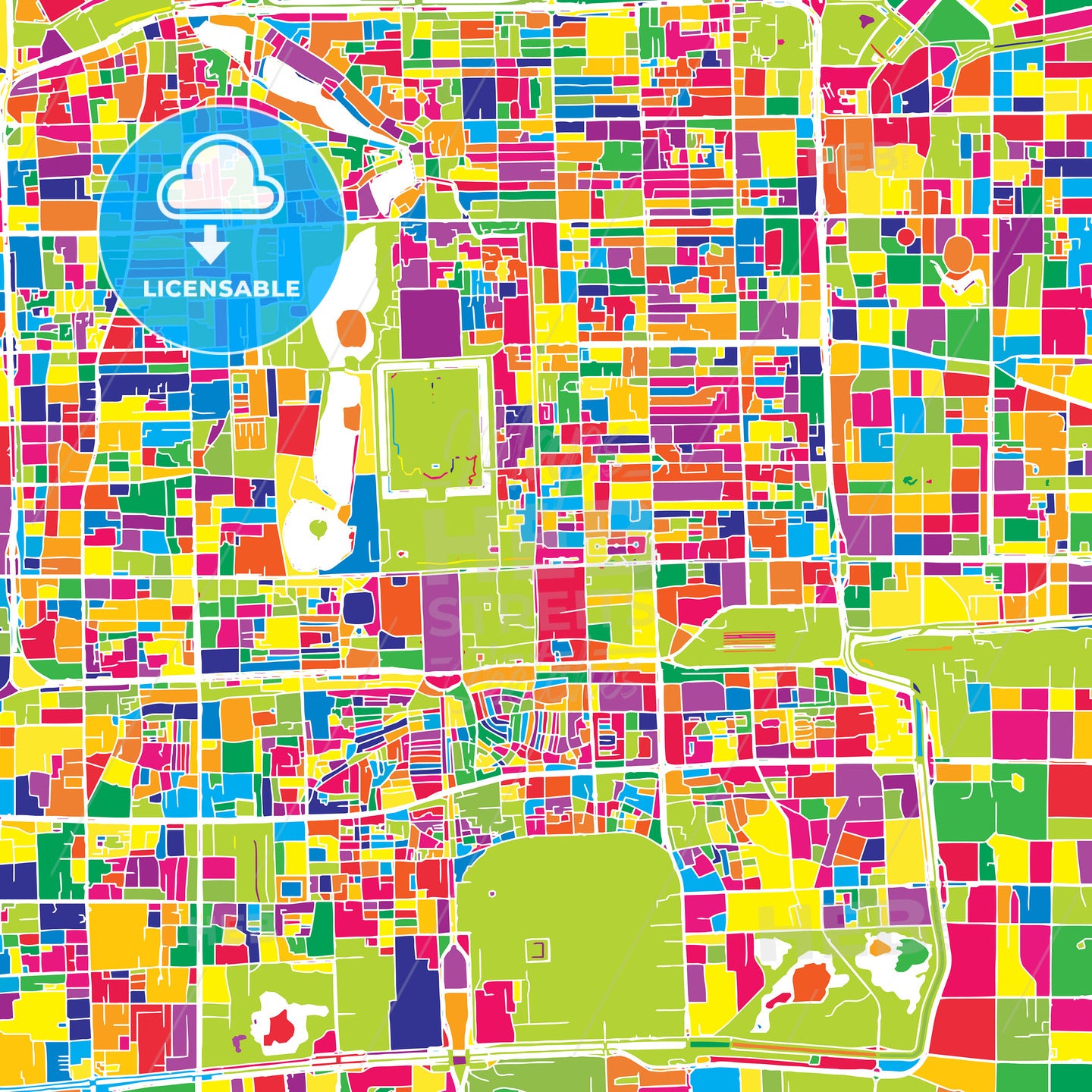 Beijing, China, colorful vector map